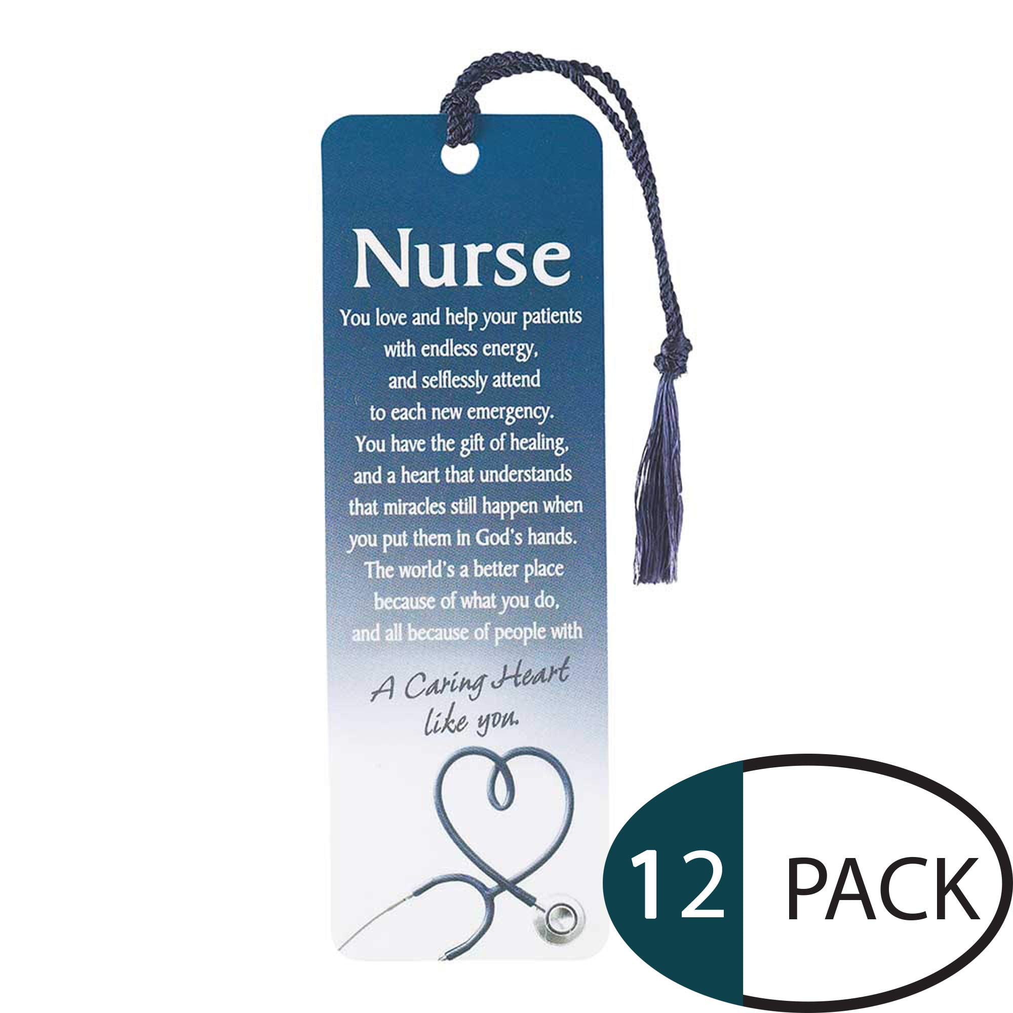 Dicksons Nurse Caring Heart Script Deep Blue Cardstock Tassel Bookmark Tags Pack of 12