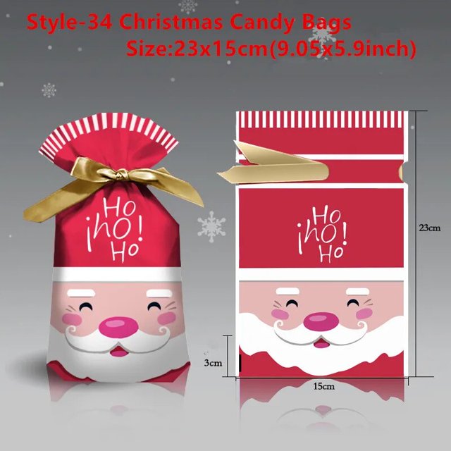 Bolsas de papá noel para dulces y galletas, 5/10 piezas, decoración navideña, 2023 bolsas de regalo, bolsa de embalaje de navidad, suministros para fiestas de año nuevo 2024