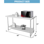 TEQIN Stainless Steel Table Prep & Work Table,NSF Heavy Duty Commercial with Undershelf and Backsplash Prep Worktable for Restaurant Kitchen Home and Hotel