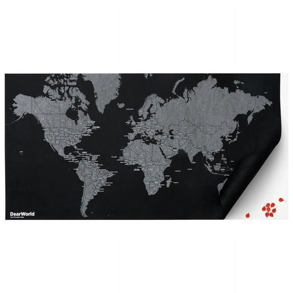 Palomar DearWorld Pinnable World Map on Felt with Pins, by Countries, Mini 30x19 Inch for Home or Office
