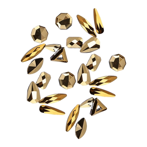 Qarigey Juego de 50 piezas de cristal de cristal en forma específica, excelente brillo, diamantes de imitación personalizados para Juegos de manicura Oro