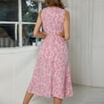 thumbnail image 7 of Womens Summer Casual Sleeveless Crewneck Swing Sundress Long Beach Dresses Floral Sexy Cutout Flowy Swing Midi Dress, 7 of 7