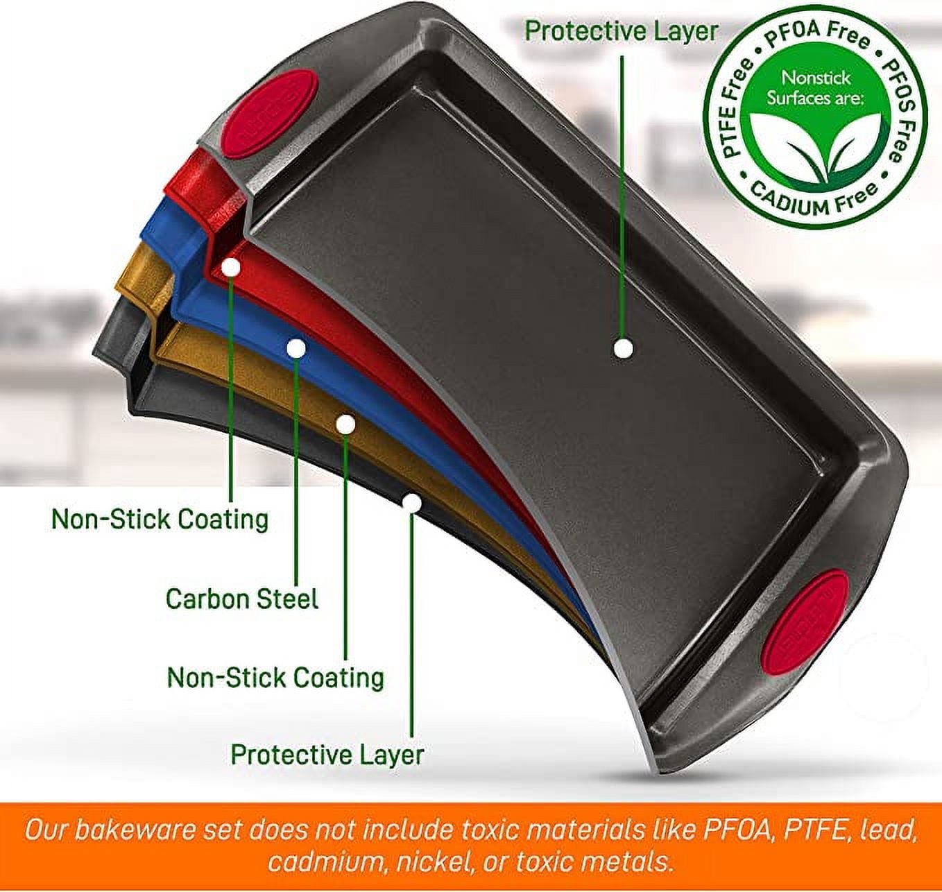 NutriChef 2-Piece Flexible Nonstick Black Coating Carbon Steel Baking Pan Set