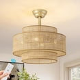 thumbnail image 2 of Ventilador de techo Fandelier Jughtbo Boho, lámpara de ratán, color dorado, 2 of 8