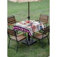 thumbnail image 4 of Outdoor Tablecloth with Umbrella Hole for Patio/Picnic/Party/Camping, 250th Anniversary Waterproof Table Cloth Square Cover Washable, Independence Day Floral Wooden (54"x 54"), 4 of 9