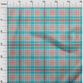 thumbnail image 3 of oneOone Viscose Jersey Turquoise Blue Fabric Check Quilting Supplies Print Sewing Fabric By The Yard 60 Inch Wide, 3 of 4