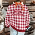 thumbnail image 4 of Tops for Women Plus Size Christmas Plaid Printed Long-sleeved Fleece Round-neck Vintage Letter Casual Sporty Sweatshirt Red XXXL, 4 of 6