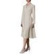 thumbnail image 4 of Vestido midi plisado de mujer con solapa de pico y mangas largas en color beige, 4 of 5