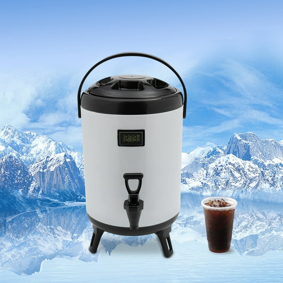 Insulated Beverage Dispenser - 2.11 Gallons, Stainless Steel, 12-Hour Hot & Cold Insulation with Electronic Thermometer, Perfect for Parties, Buffets, and Outdoor Events