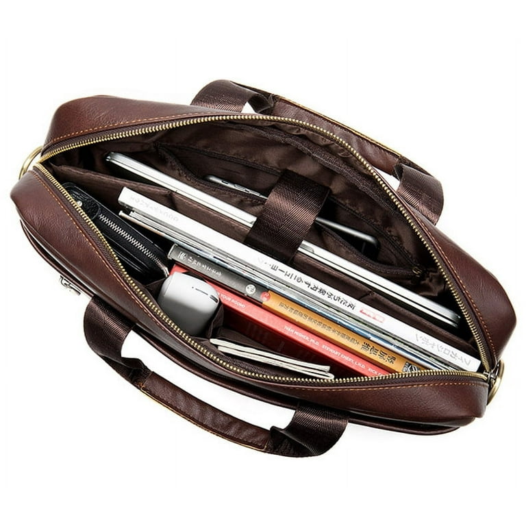 Leather Laptop Bag, Men's Messenger Bag Briefcase Business