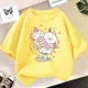 thumbnail image 3 of Camiseta de algodón con dibujos animados de batido de fresa para niñas, linda camiseta rosa con gráficos de manga corta para niños, ropa para bebés, 3 of 5