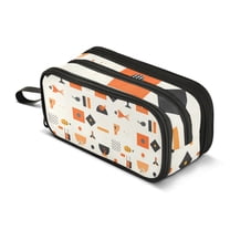 FORMRS Pencil Case with 3 Compartments Zipper Pouch, Elementary School Level and up, Minimalist Geometric Pattern