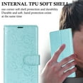 thumbnail image 3 of ELEHOLD Flip Wallet Case For Apple iPhone 15 With Strap, Non-Slip Lightweight PU Leather Flowers Flip Stand Wallet Protective Case Cover With Card Slots Lanyard ,Blue, 3 of 11