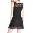 thumbnail image 5 of MODA NOVA Junior's Floral Lace Sleeveless Semi Sheer Flare Mini Dress, 5 of 7