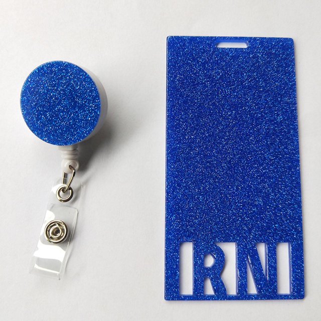 Llavero retráctil Yinane portatarjetas para fotos y porta insignias azul