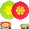 thumbnail image 1 of 2Pcs Silicone Pan Lid 10"&11.5" Splatter Guard Pots Boil Over Safeguard Multi-Function Kitchen Tool(Green,Red), 1 of 5