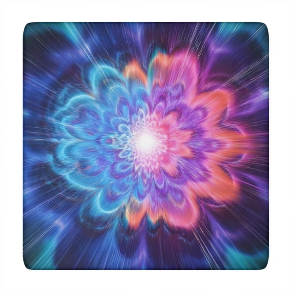 Colorful Tie Dye Burst Flower Pattern Square Fitted Tablecloth with Elastic Edge,Square Table Cover,Washable Elastic Table Cover for Home Kitchen Party Decor 34"x34"