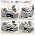thumbnail image 3 of Lunale 4-in-1 Convertible Sleeper Chair Bed with Charge Ports & Phone Stand, Gray Velvet, 3 of 9