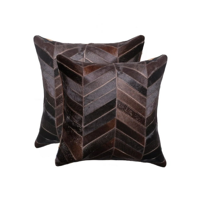 COUSSINS TORINO CHEVRON EN PEAU DE VACHE 18"X18" 2 PQT