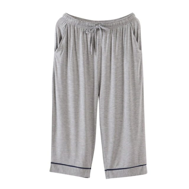 Pijama informal para hombre, pantalones finos y holgados, de color liso, estilo capri