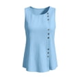 thumbnail image 5 of Ecqkame Tank Tops for Women Solid Color Round Neck Tiered Ruffle Sleeveless Shirts Summer Lightweight Daily Versatile Blouses Light Blue S, 5 of 8
