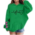 thumbnail image 3 of CPNG Girls Hoodies Tops Heart Print Long Sleeve Hooded Sweatshirts with Front Pocket Kids Loose Fit Daily Pullover Sweatshirt, 3 of 5