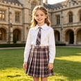thumbnail image 2 of Big Girls Dress Graceful Checkered Pleat Bright Smooth for Casual Charming Elegant Fancy Stylish Pretty Pleated Skirt, 2 of 4