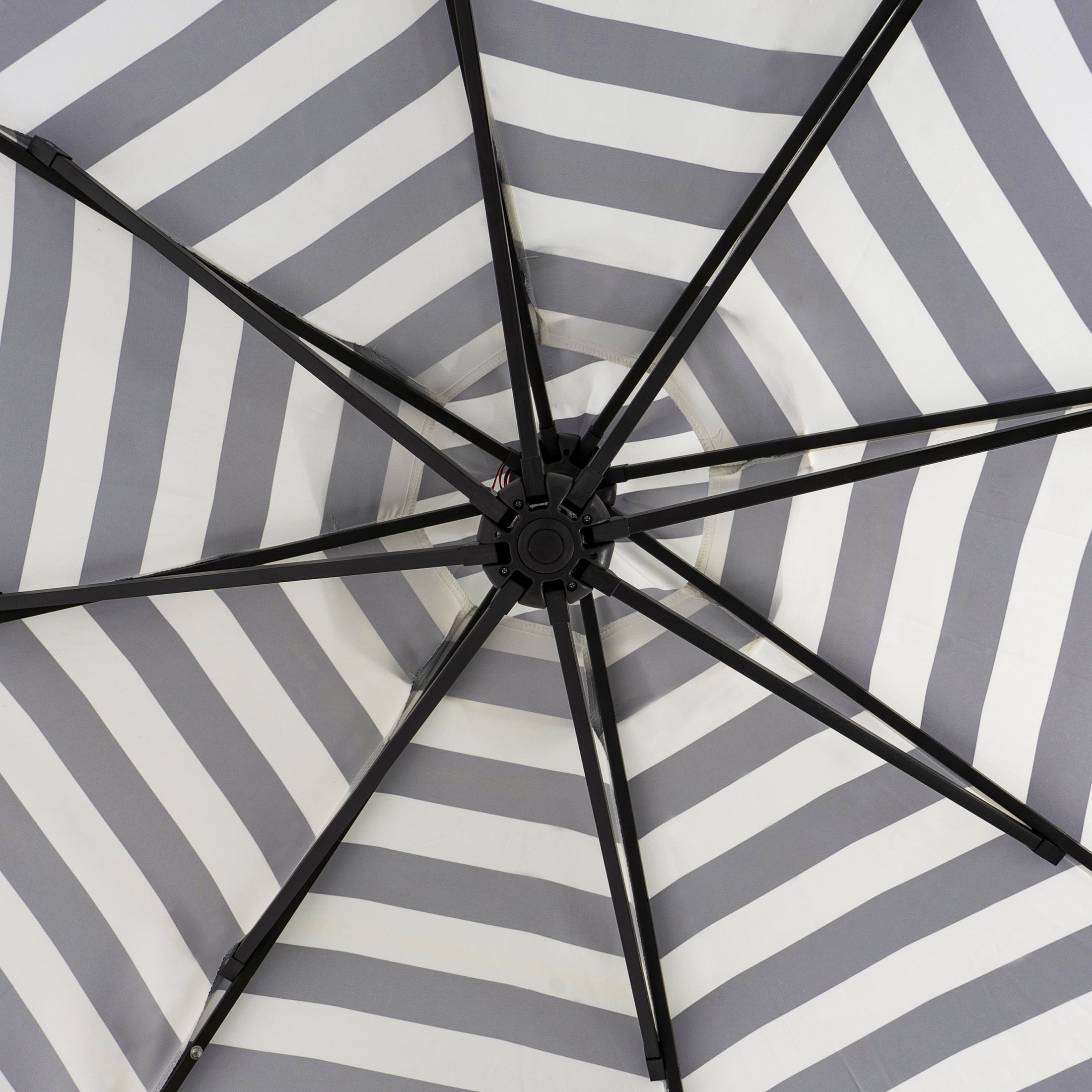 10 Ft Cantilever Umbrella with Base Stand Included for Outdoor Patio, Black/White Stripe