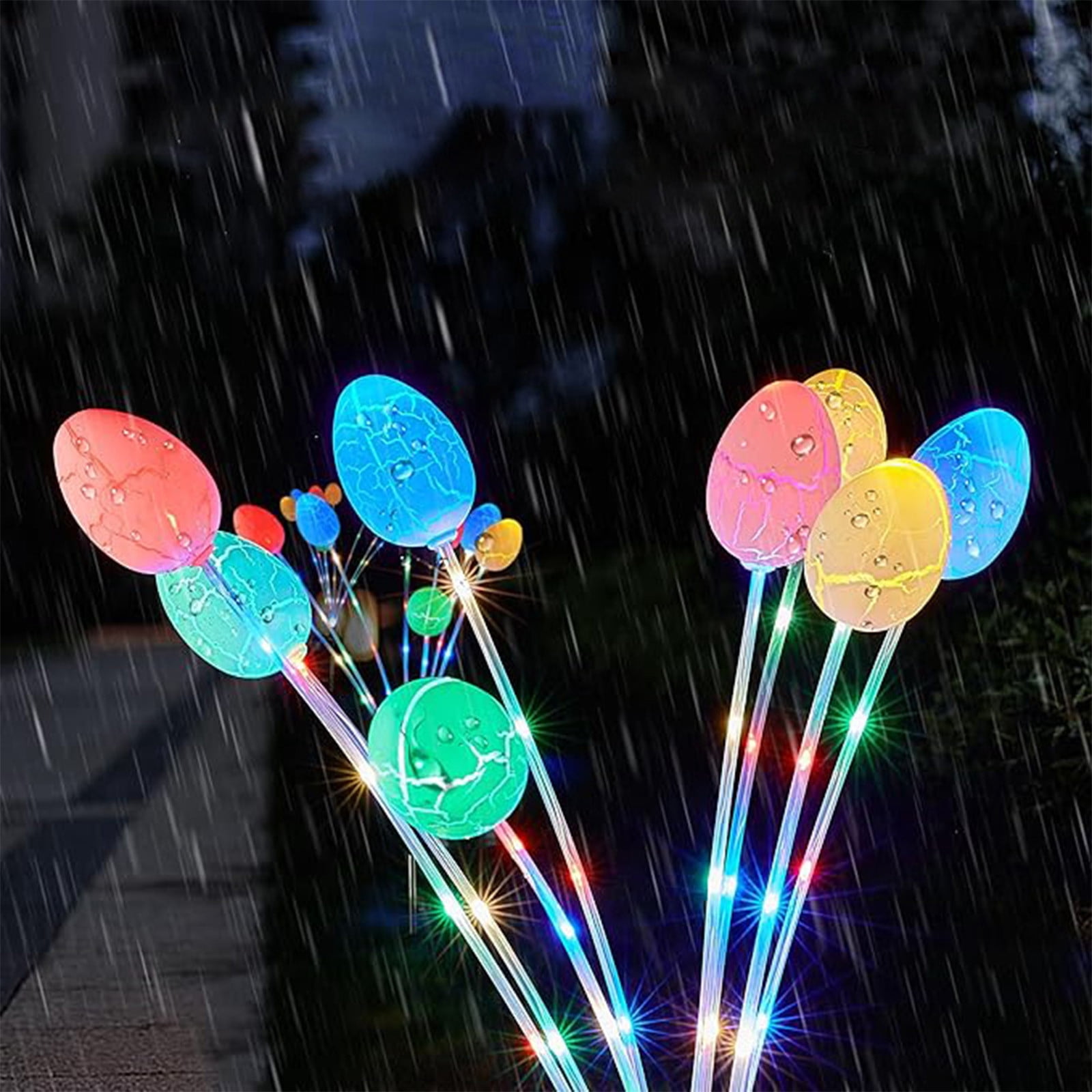 Qocolhg 1 Pack Solar Easter Egg Lights Outdoor, Colorful Garden Swaying Firefly Light Easter Lights Waterproof Solar Stake Light for Pathway Landscape Lawn Yard Porch Patio Spring Easter Decorations