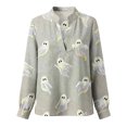 thumbnail image 4 of Bovemsi Business Casual Tops for Women Soft Button‑Cuff Striped V‑Neck Long‑Sleeve Prints Fashion Outfits Clothes Breathable M, 4 of 4