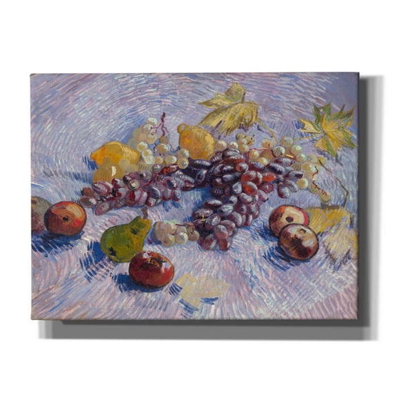 Epic Graffiti 'Graper, Lemons Pears And Apples 1887' by Vincent Van Gogh, Giclee Canvas Wall Art, 16"x12"