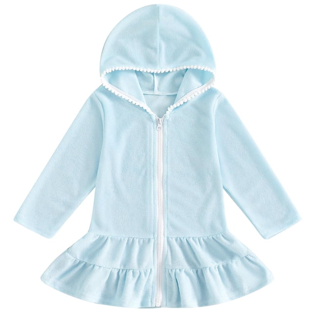 XXWXYD Toddler Girls Cover Ups Hooded Towel Beach Robe Terr𝗒 Cloth Solid Ruffl𝖾 Swimwear Bathing Suit Laye𝗋ed Tulle Flower Girl Dress