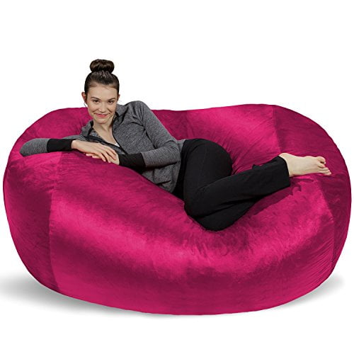 Sofa Sack - Plush Bean Bag Sofas with Super Soft Microsuede Cover - XL Memory Foam Stuffed Lounger Chairs For Kids, Adults, Couples - Jumbo Bean Bag Chair Furniture - Magenta 6'