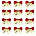 thumbnail image 2 of 12-Pack Christmas Bow Hanging Ornaments, 2.2in Mini Cloth Decor, Christmas Tree Door Wall Fireplace Charms, Holiday Atmosphere DIY Accessories, 2 of 6