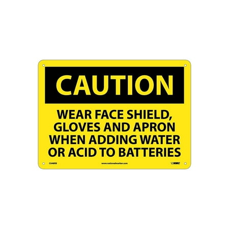 

National Marker Caution Wear Face Shield Gloves And Apron When Adding Water Or Acid To Batteries