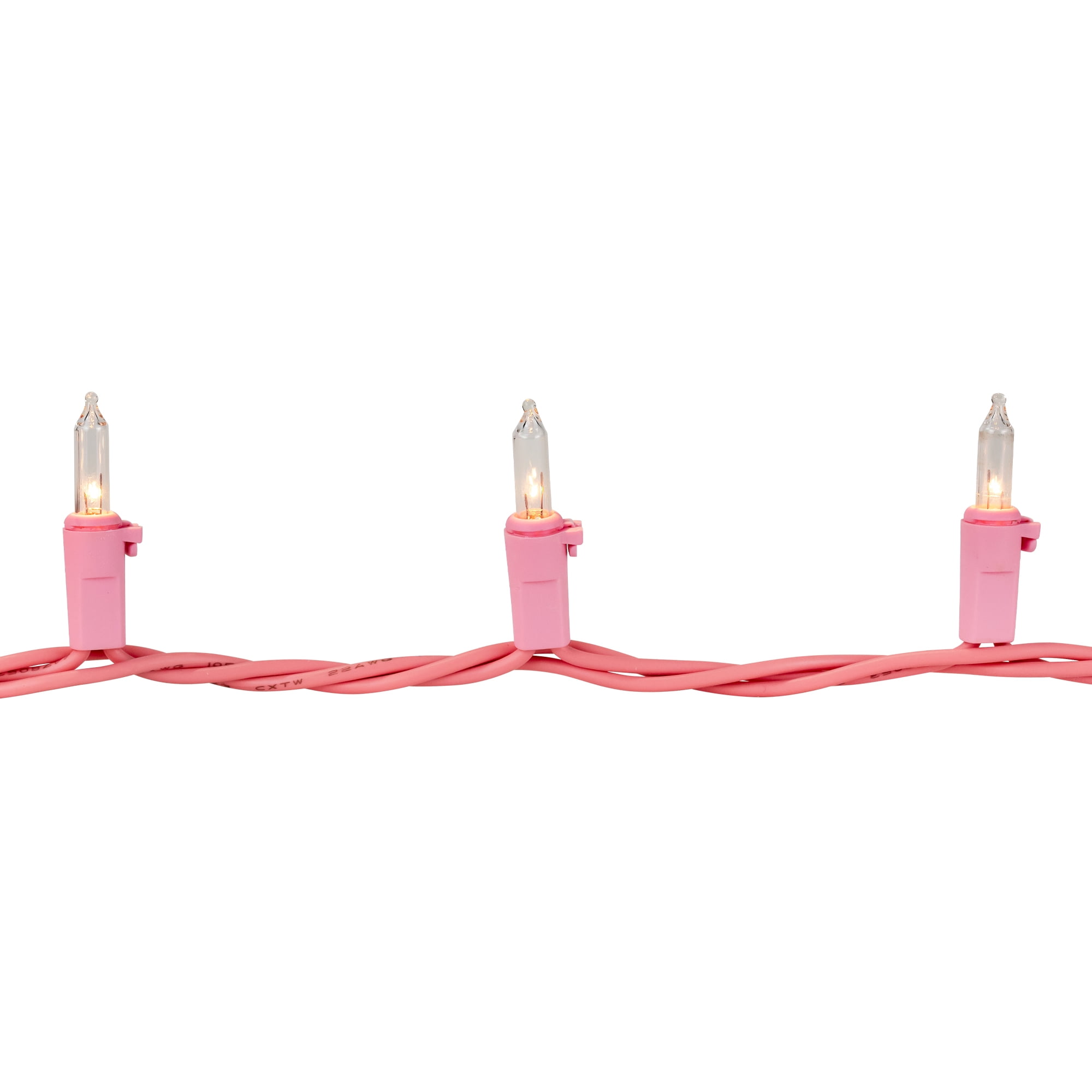 Northlight Mini Christmas Light Set - Clear - 10' Pink Wire - 50ct