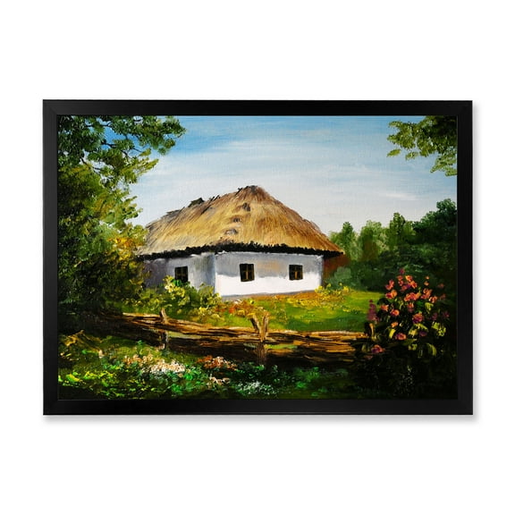 Designart 'Traditional Cottage At Sunrise In Summer' Traditional Framed Art Print