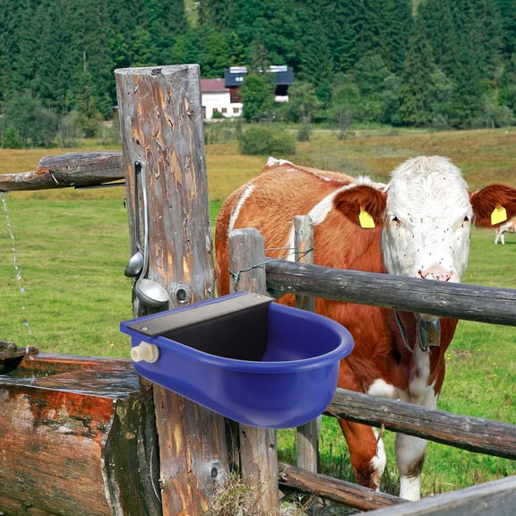 OULII 1Pcs Automatic Cow Water Bowl for Livestock with Float Water Level Control 27.8x27Cm Blue