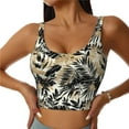 thumbnail image 2 of Haiem Black Palm Leaves Pattern Womens Sports Bra - U Neck Padded Low Impact Yoga Bra Workout Crop Top Gym Moisture-Wicking Workout Vest -Large, 2 of 9