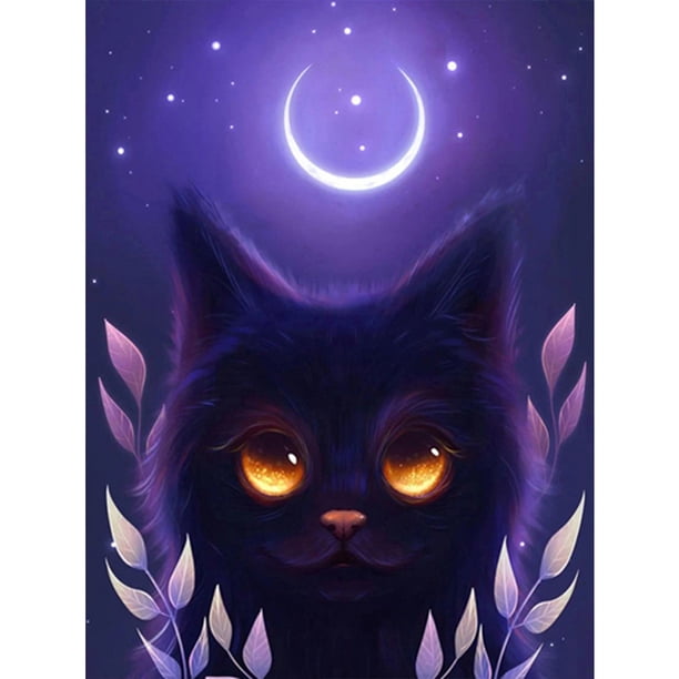 Cuadros Decorativos 5D DIY Diamante Pintura Luna Animal Taladro Redondo Completo Decoración de Pared Tmvgtek embutido en tela