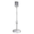 thumbnail image 2 of 2X Desktop Microphone Prop Model with Adjustable Height, Classic Retro Style Microphone Stand Mic Prop,Silver, 2 of 9