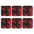 thumbnail image 2 of Fuzoiu Red And Black Abstract Skull Print Leather Coasters Set,Drink Coasters Set of 6,for Tabletop Protection, Durable PVC Coasters,Home Décor and Housewarming Gift,Square, 2 of 7