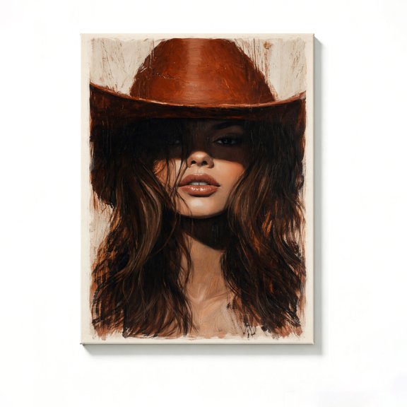 Lavish Cover 8x12 Inch Vintage Cowgirl Portrait Canvas Wall Art, Warm Sepia Western Rustic Farmhouse Decor, No Frame