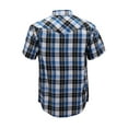 thumbnail image 2 of Men’s Western Short Sleeve Button Down Casual Plaid Pearl Snap Cowboy Shirt (#17 Blue/Black/White, 2XL), 2 of 3