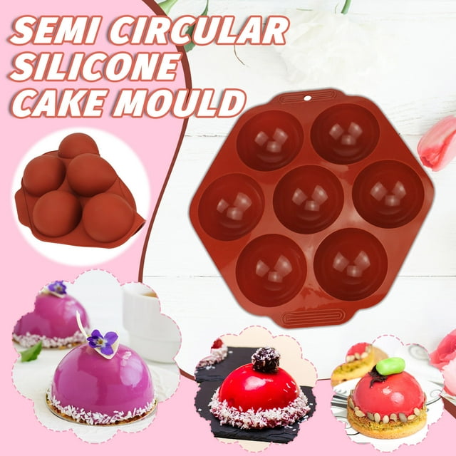 Xihbxyly Molde para Tartas Semiesféricas de 7 Piezas, Silicona Flexible Antiadherente, Fácil de Limpiar, Ideal para Hacer Postres, Pasteles, Cupcakes, Chocolate, Helados y Bodas, 24,4 X 24,1 X 3,6 Cm