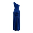thumbnail image 5 of Bysome Women Dresses Solid Color Sleeveless Off One Shoulder Pleated Dress Summer Comfortable Women Dress Size S Blue, 5 of 5
