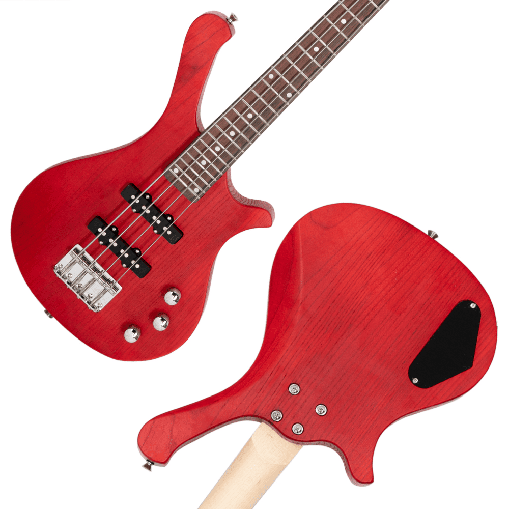 Tcbosik 4 String Electric Bass Guitar, 36 inch Small Full Size Bass with Bag, Cable, Strap, Plectrum and Wrench Tool for Beginner, Red