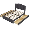 thumbnail image 4 of Full Size Upholstered Bed with 4 Storage Drawers for Bedroom, Wood Slat Support, No Box Spring Needed, 4 of 6