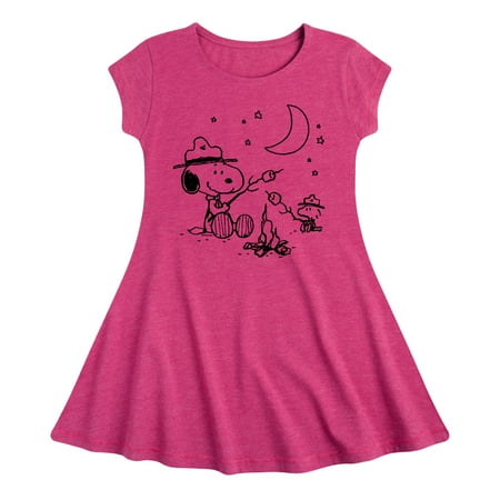 

Peanuts - Snoopy Camping - Toddler And Youth Girls Fit And Flare Dress