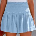 thumbnail image 3 of Pantalones cortos de cintura alta lisos con estilo casual mujeres pantalones cortos de verano para ejercicio en el hogar azul claro M, 3 of 6